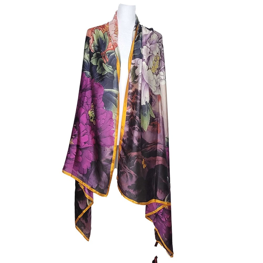 NWT Long Soft Scarf 34"x69" Rectangle Silk Feeling 100% Shawl Wrap 0208 - Picture 6 of 7